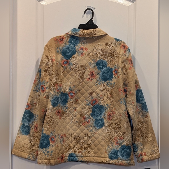 Vintage Hasting & Smith Quilted Floral Jacket Grandmacore Cottagecore Blue Rose - Picture 6 of 7